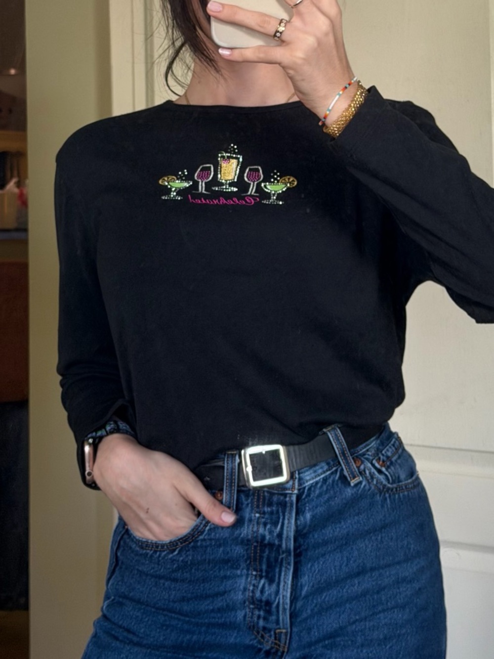 Celebrate Cocktail Rhinestone Long Sleeve